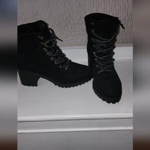 Cute lace heel combat boot